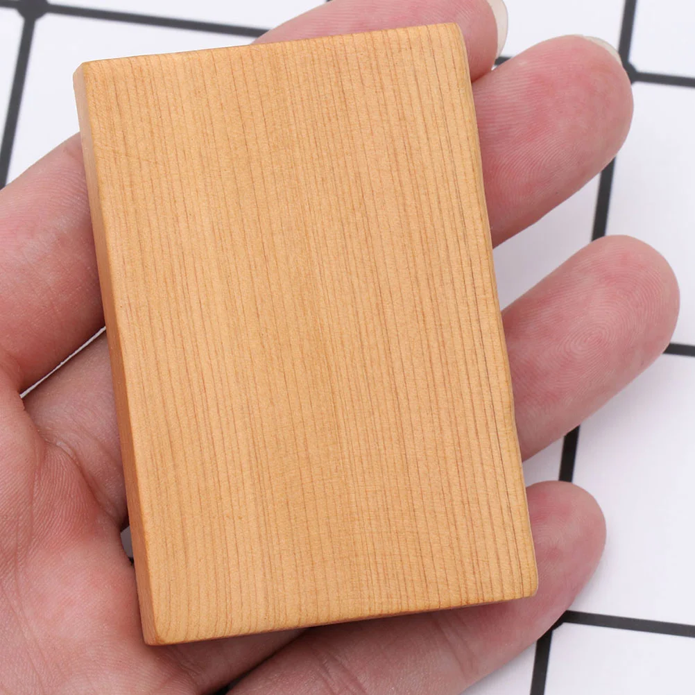 2 Pcs Thicken Wooden Block DIY Craft Cutout Smooth Wood Block for Crafts Project (Wood Color) unfinished wood block