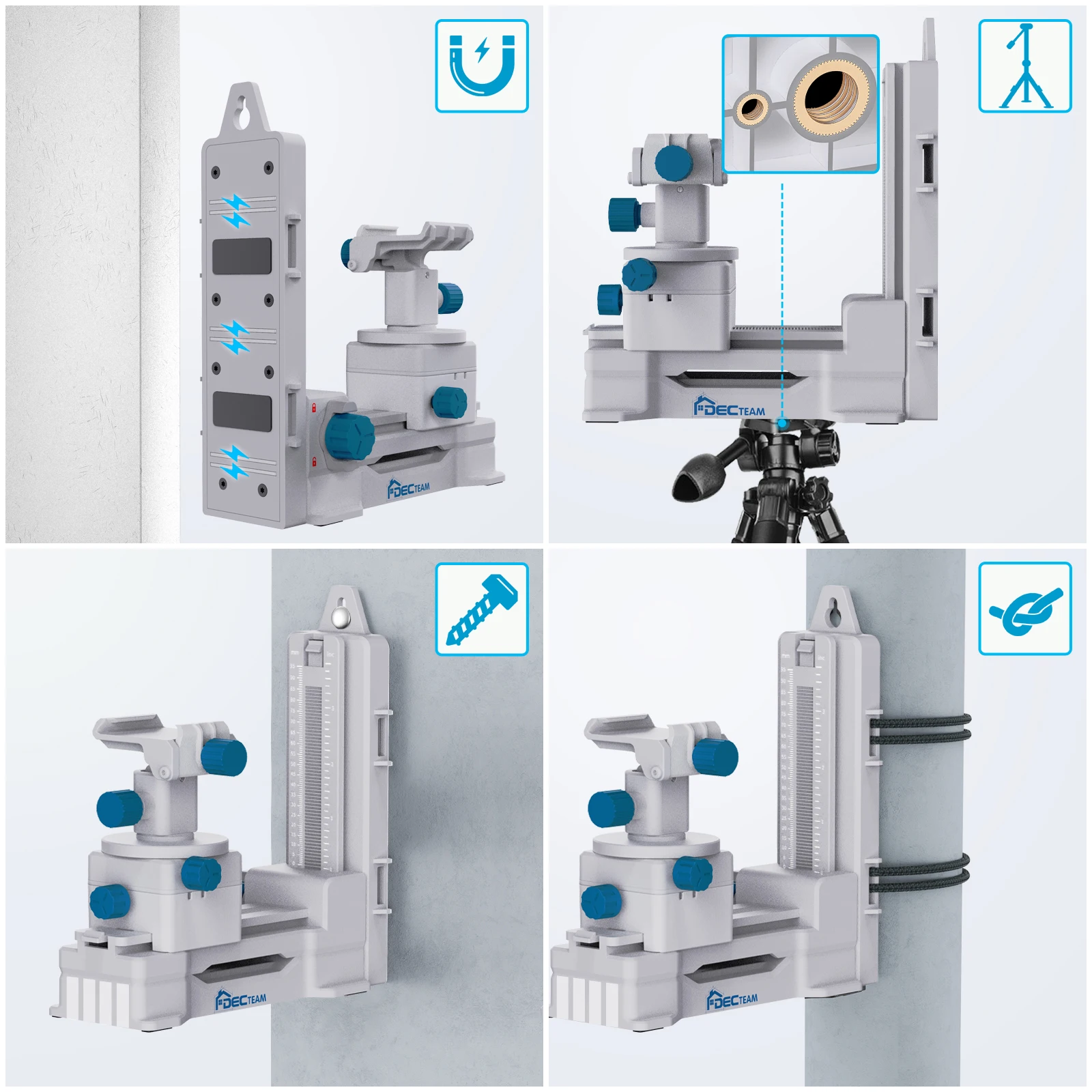 Imagem -03 - Decteam-adaptador de Nível Laser Fine Tuning Bracket Rotação Magnética Multifuncional Base Giratória com Clip Ferramentas Ajustáveis 360 °