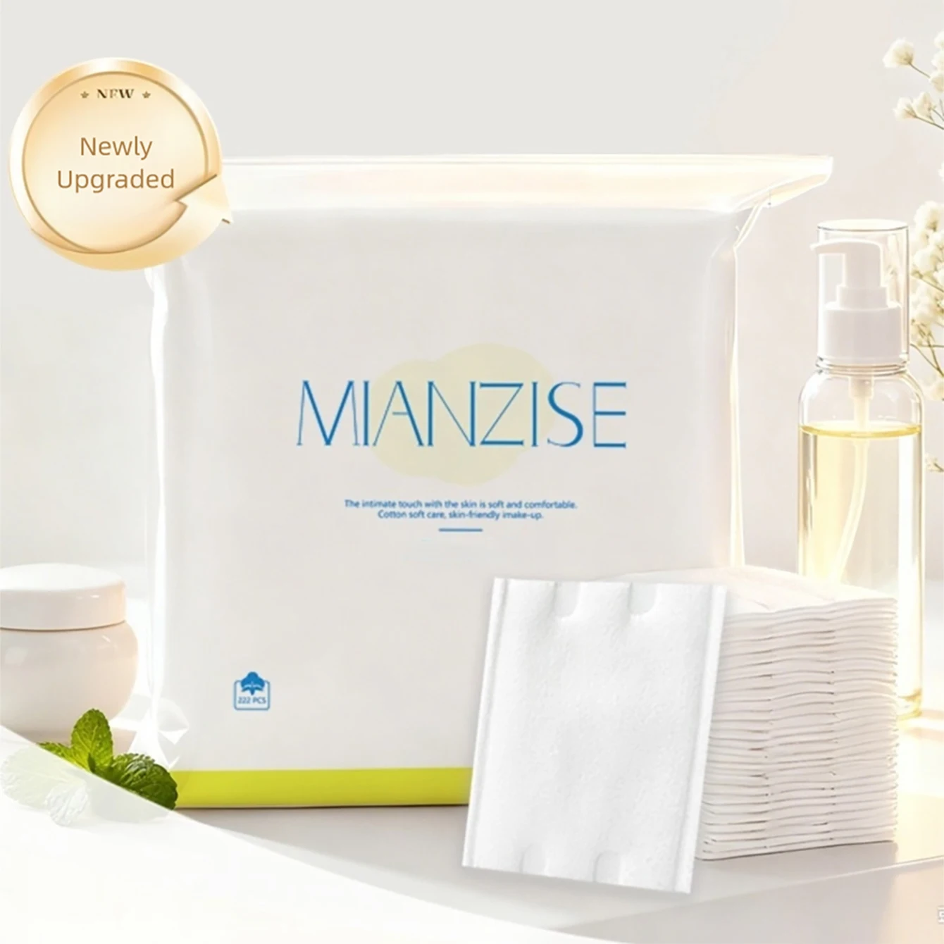 Thick Cotton Makeup Remover Pads, Lint-Free, Professional Use, 222 Pads Per Bag