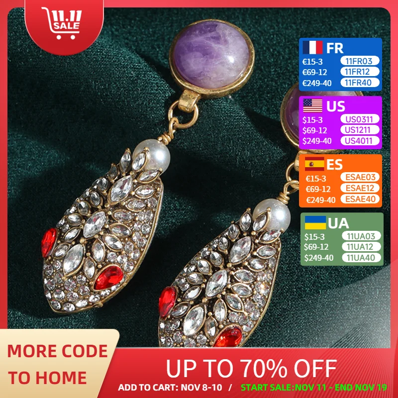 

Vintage Purple Crysta Snake Head Earrings For Woman Round Colored Glaze Rhinestone Luxury Quality Designer Gift Accessories 2025