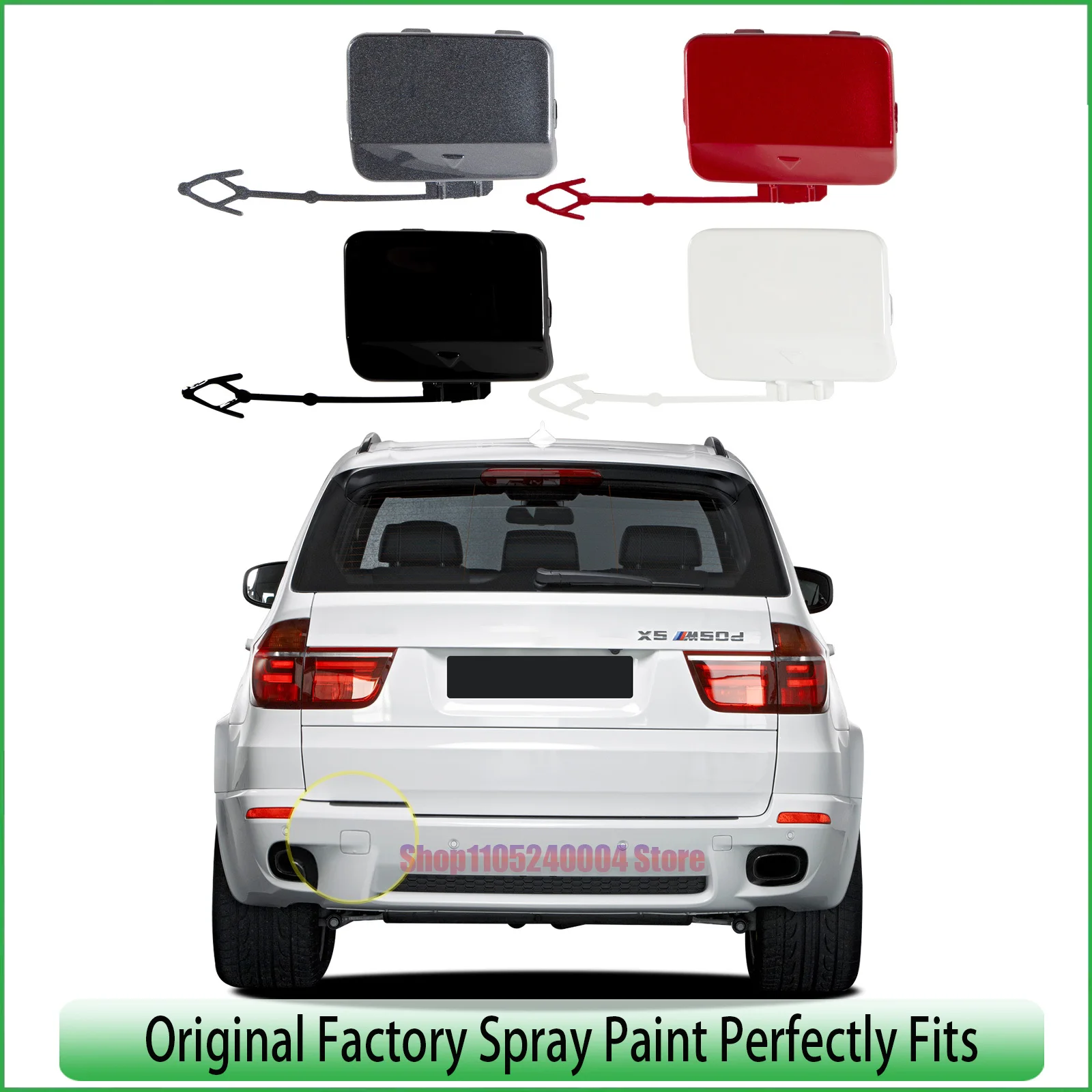 For BMW X5 E70 LCI 30i 35i 40i 30dX 35iX 2011-2013 Rear Bumper Tow Hook Cover Cap Set 51127271815 51127271816