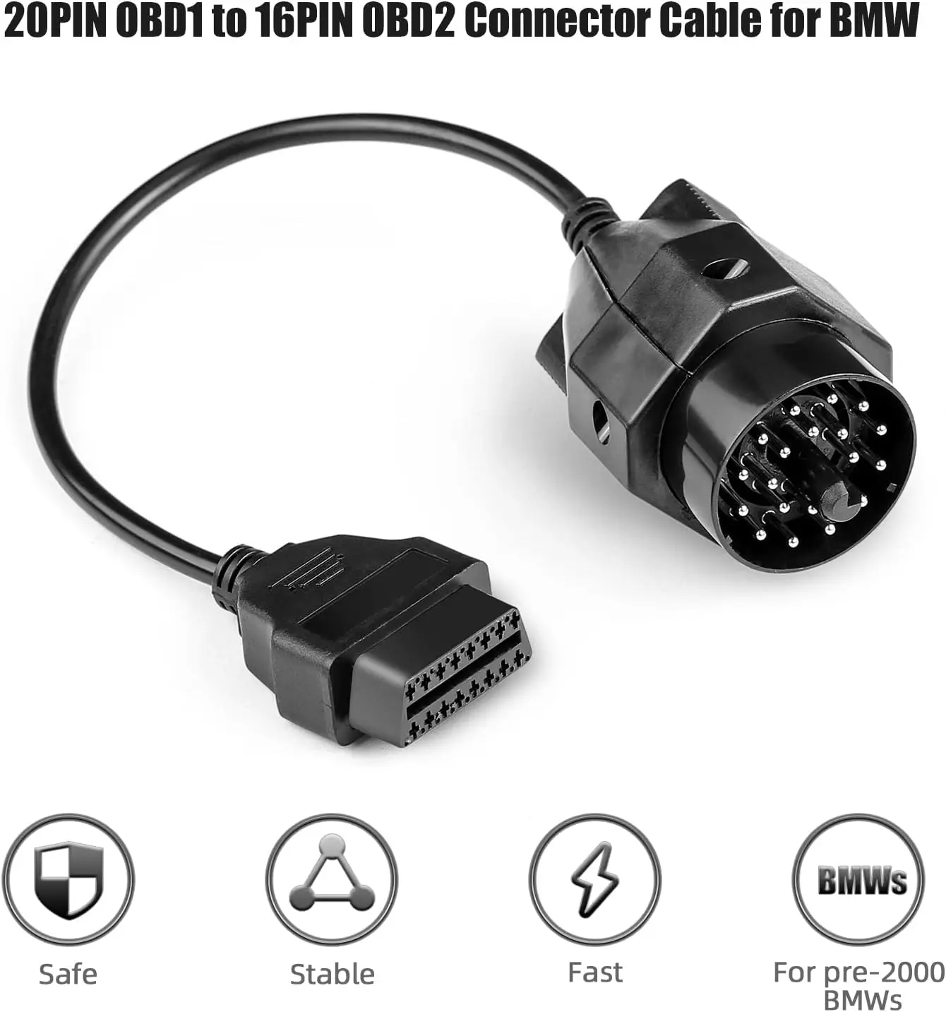 For BMW 20pin to OBD2 16pin connector cable OBD OBD2 adapter cable for BMW e36 e39 X5 Z3 scan tool cable