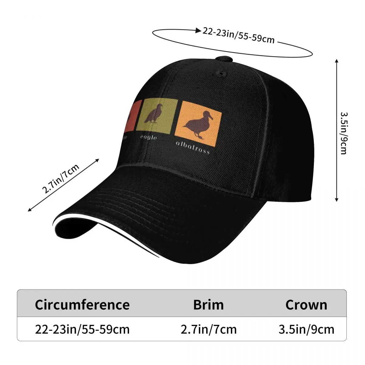 Golf Birdie Eagle Albatross (White Text, Fall Colors) Baseball Cap Beach Golf hats on offer custom Hat Women's Hats Men's