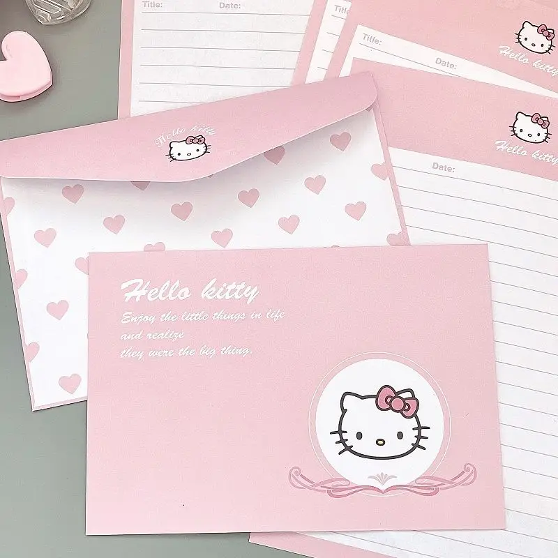 Hello Kitty Envelope Stationery Handwritten Letter Simple Cartoon Kawaii Student Decorate Invitation Card Party Birthday Gift