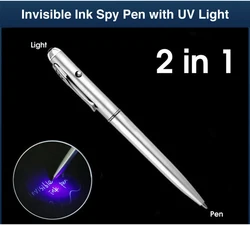 Stylo à bille en plastique 2 en 1, encre invisible et brillante UV, magique, sûr, écriture secrète, espion avec UV, créatif, nouveau