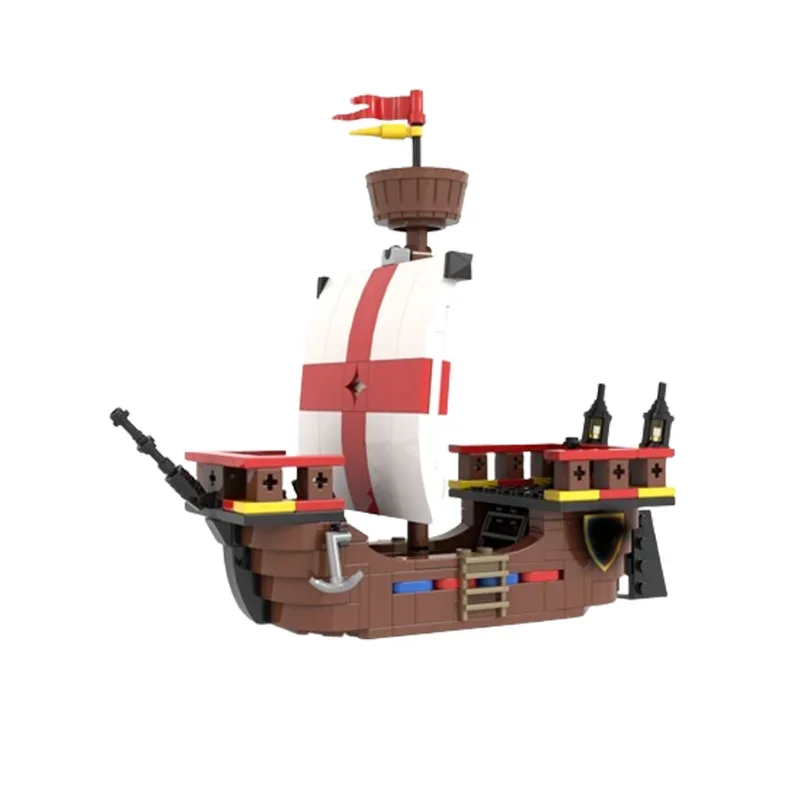 New MOC Street View Model Medieval Village Ship Series Bull Head Ship Modular Children's Building Block Toy Holiday Gift