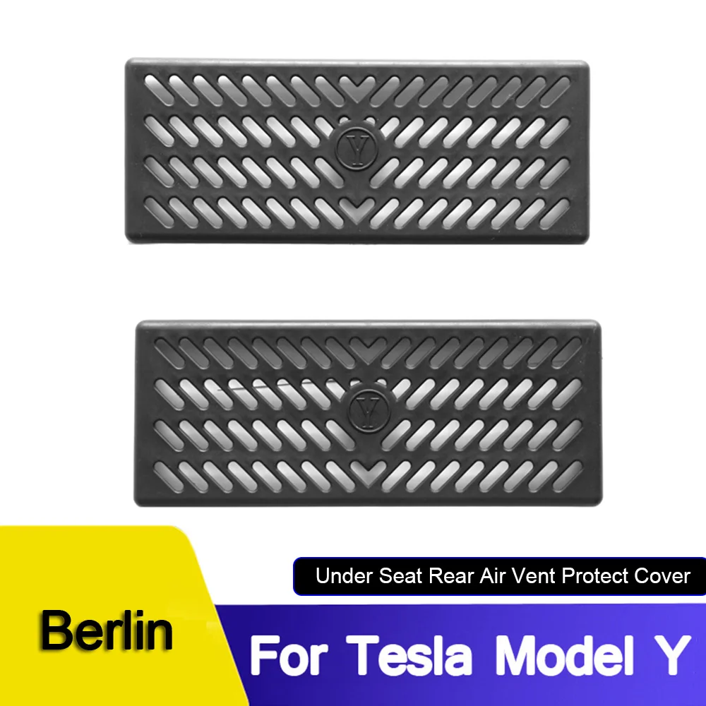 Sob o assento traseiro ventilação proteger tampa, anti-bloqueio do banco traseiro, protetor de grade para Berlim Tesla modelo Y, 2023 2022 2021