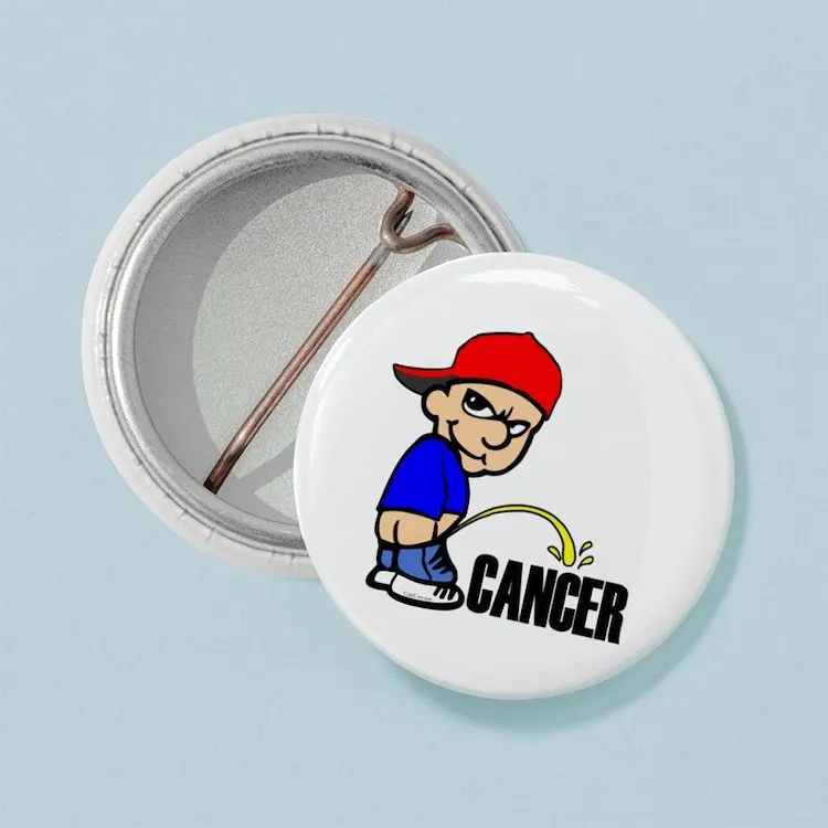 Piss On Cancer Mini Button Brooch Cartoon Creative Clothes Jewelry Women  Gift Hat Cute Badge Lapel Pin