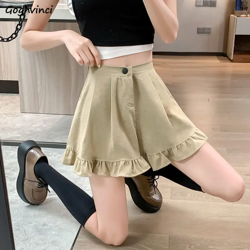 

Shorts Women Summer Ruffles Design Sweet Bottom Loose Cozy Streetwear Korean Style Casual All-match Fashion College Young Chic