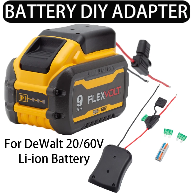 Adaptador DIY para DeWalt, Bateria Li-Ion, Fonte de Alimentação, Brinquedo Robô, Carro, Acessórios para Ferramentas Elétricas, 20 V, 60V