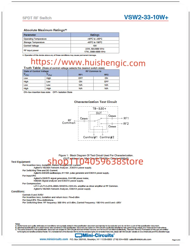    VSW2-33-10W+  RF Switch IC Mobile, ISM, PCS, LTE, TDS-CDMA, W-CDMA, WiMAX SPDT 50m Original Stock