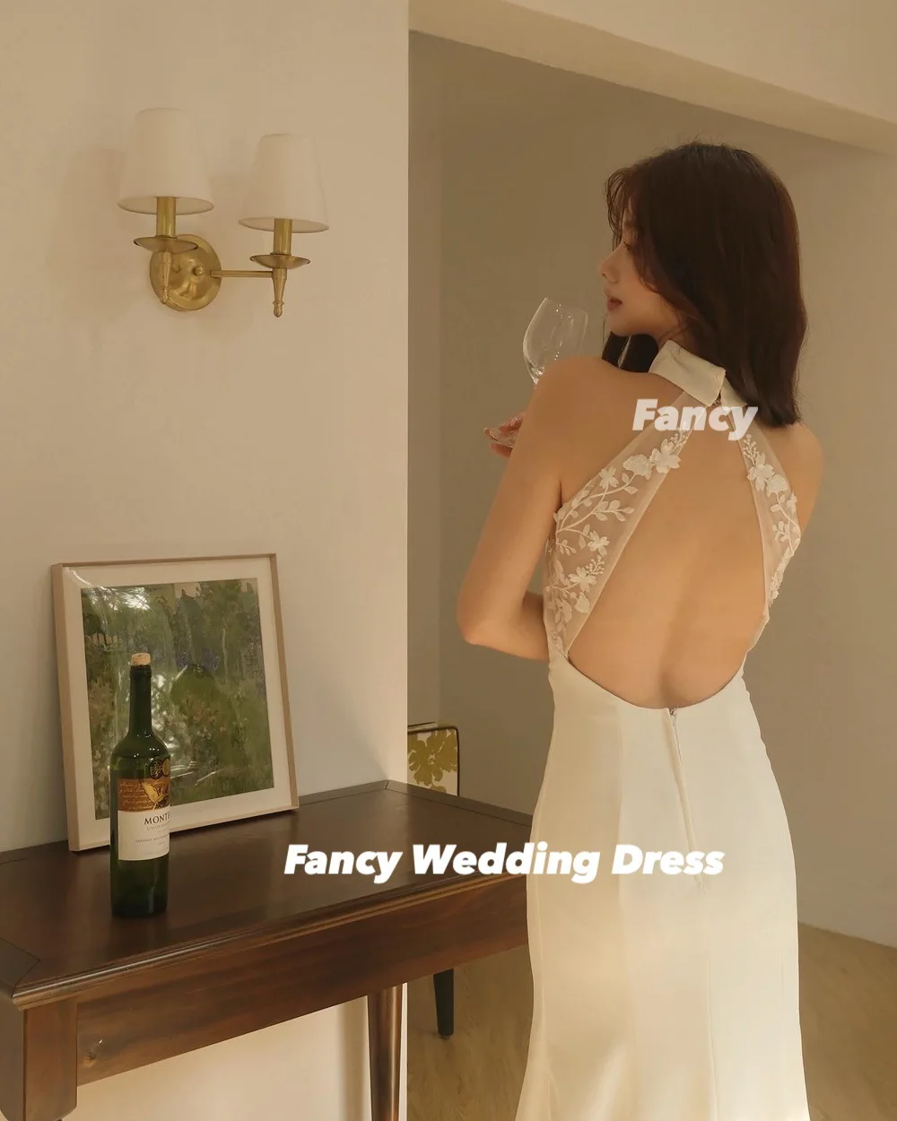يتوهم جودة عالية الدانتيل كوريا فستان الزفاف حورية البحر الرقبة العالية مساء اللباس عودة البريدي الكرة ثوب الزفاف الجلباب حسب الطلب #2