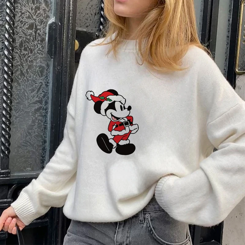 Sanrio Hellokitty Sweater Winter Cartoon Harajuku Korean Y2k Hip Hop Loose Knit Jumper Long Sleeve Pullover Round Collar Sweater