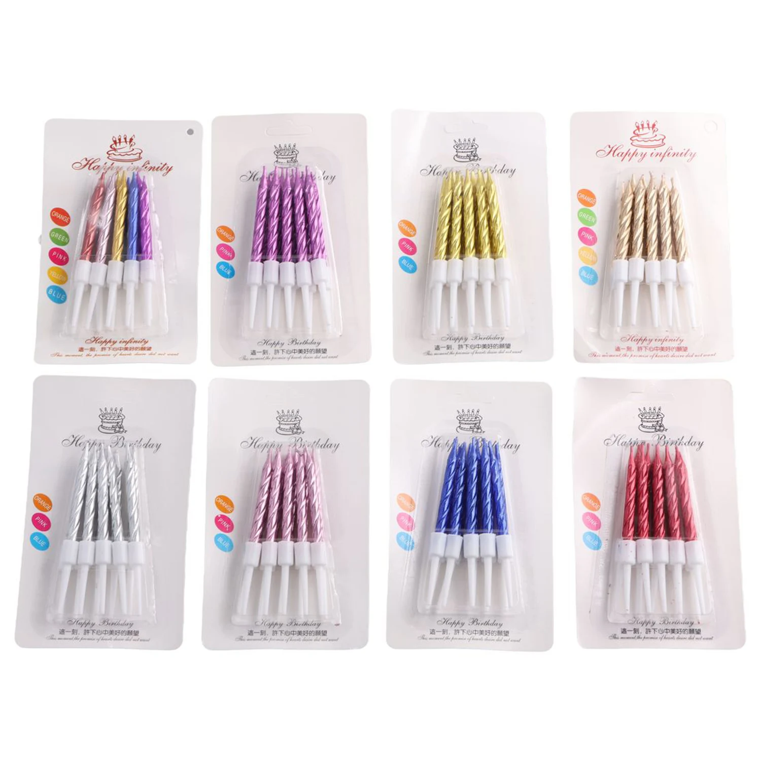 10pcs Birthday Candle Cake Baking Decoration Rotating Twist Candles Romantic Party Colored Spiral Thread Candle