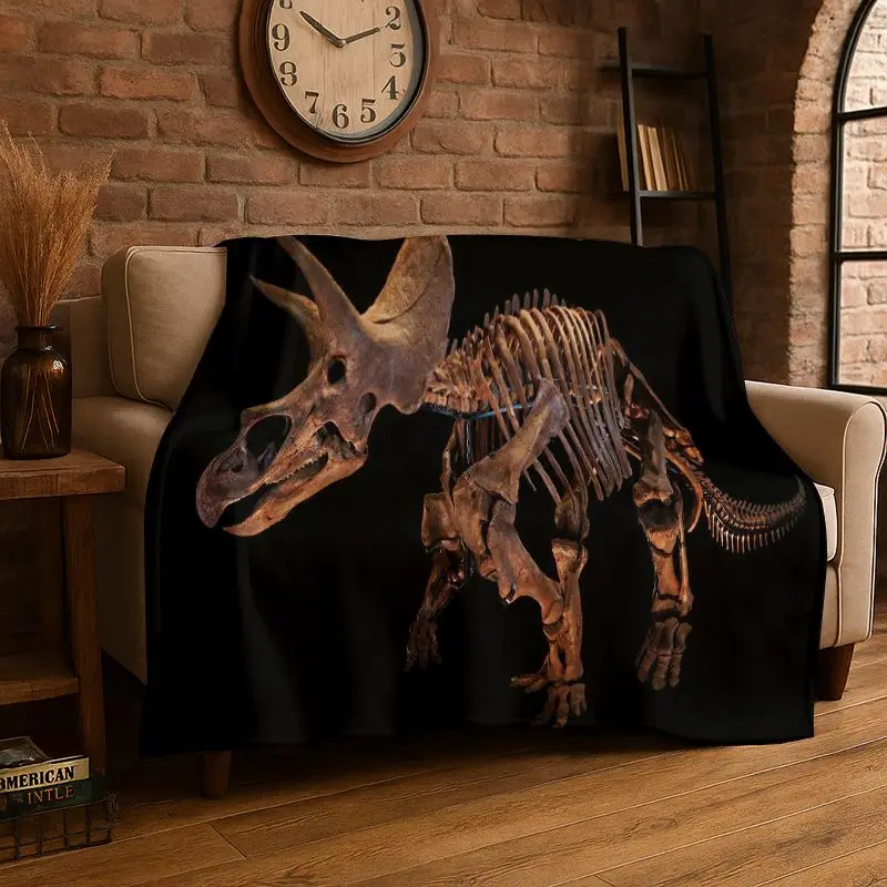 Ancient Dinosaur Fossils Flannel Blanket Soft Throw Blanket for Bedroom Living Room Bed Travel Camping Picnic Nap Cover Gift