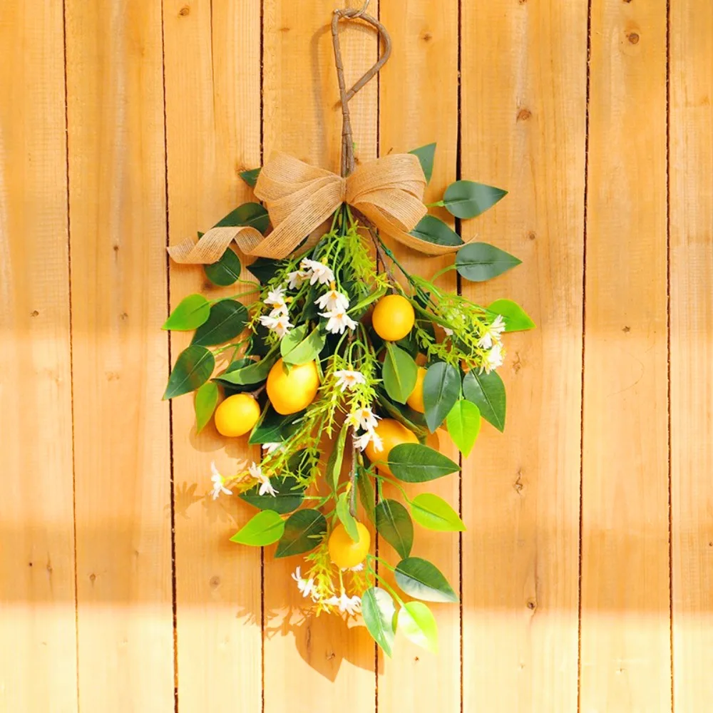 

French Lemon Leaf Wall Hanging With Flowers & Fruits Home Door Wall Decor Home Decoration 1pc