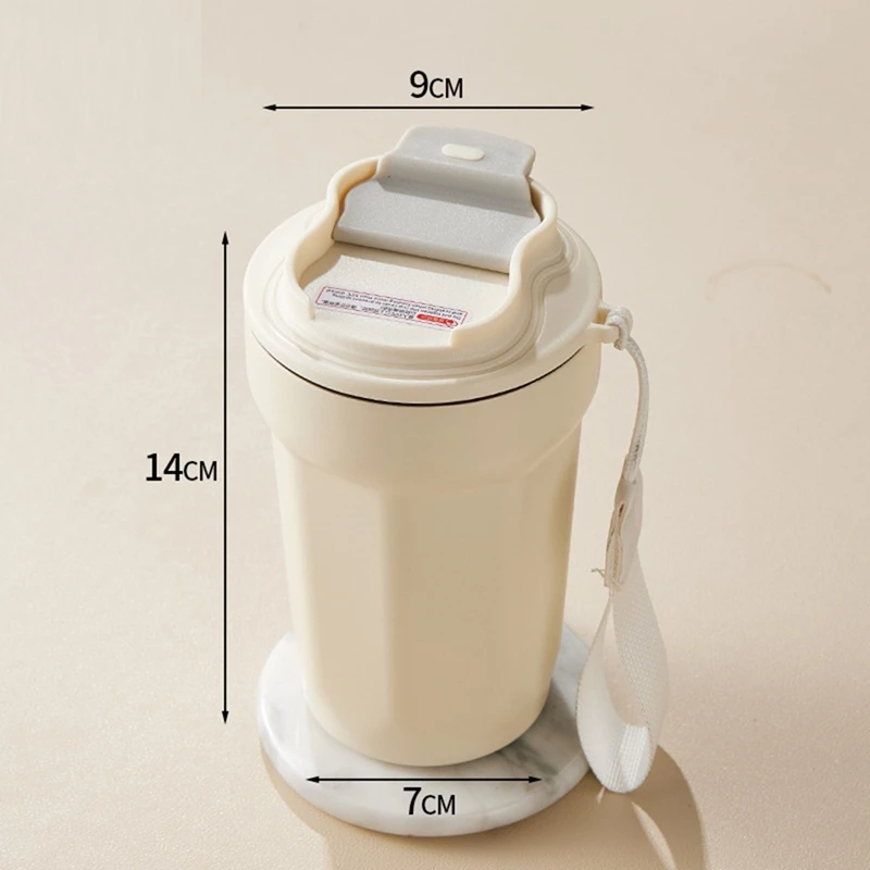 Octagonal Coffee Cup, Double-Layer Vacuum Insulated Coffee Cup. Travel Coffee Cup with Leak-Proof Lid-ABAM