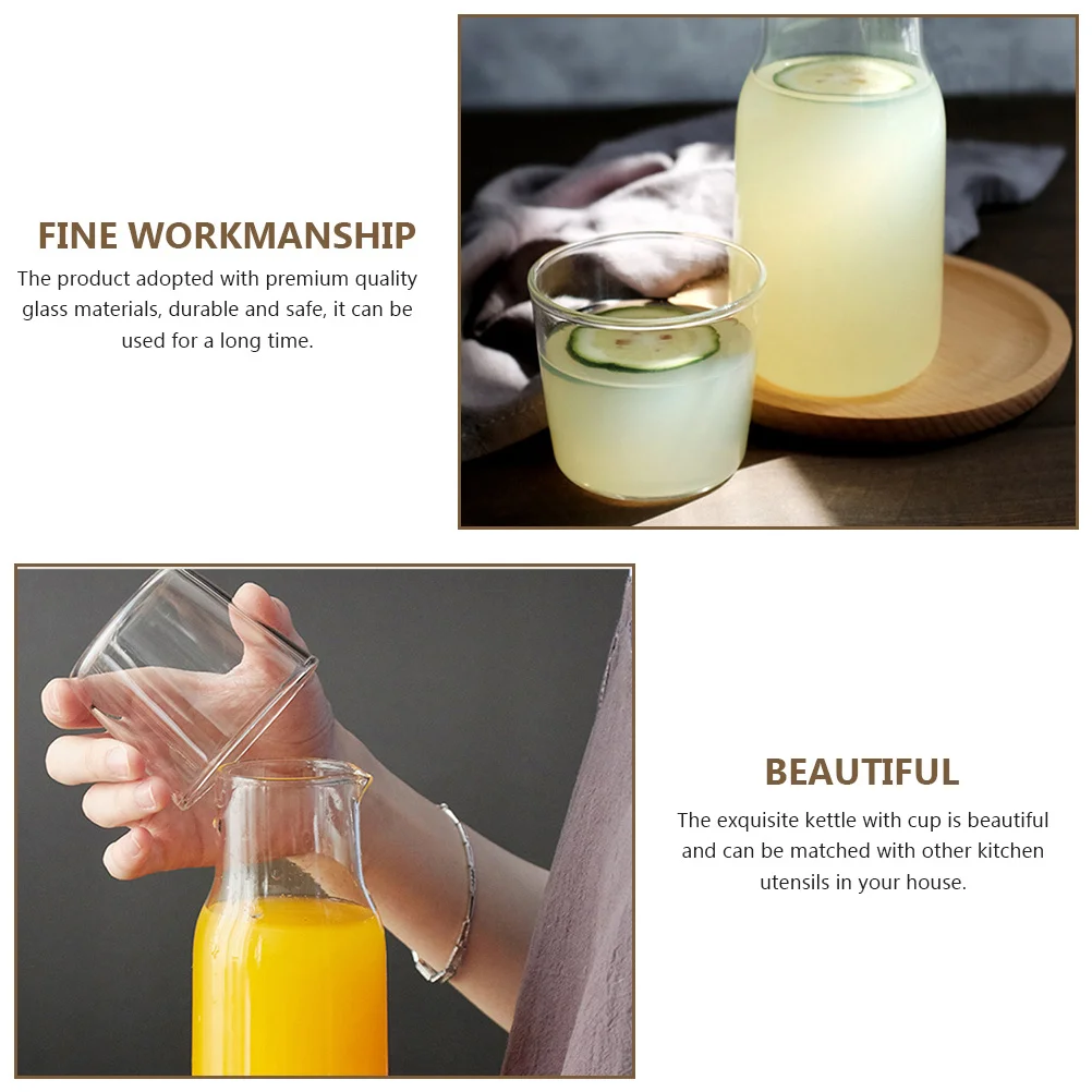 

1Set Transparent Glass Kettle Multi-Function Juice Jug Home Accessory Safe Long-Term Use Juice Jug Household Milk Cup