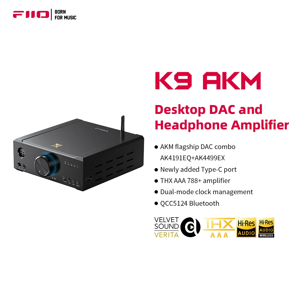 FiiO K9 AKM Desktop DAC and Headphone Amplifier for PC/Phone, THX AAA 788+,Bluetooth 5.1 LDAC, 768kHz/32Bit DSD512