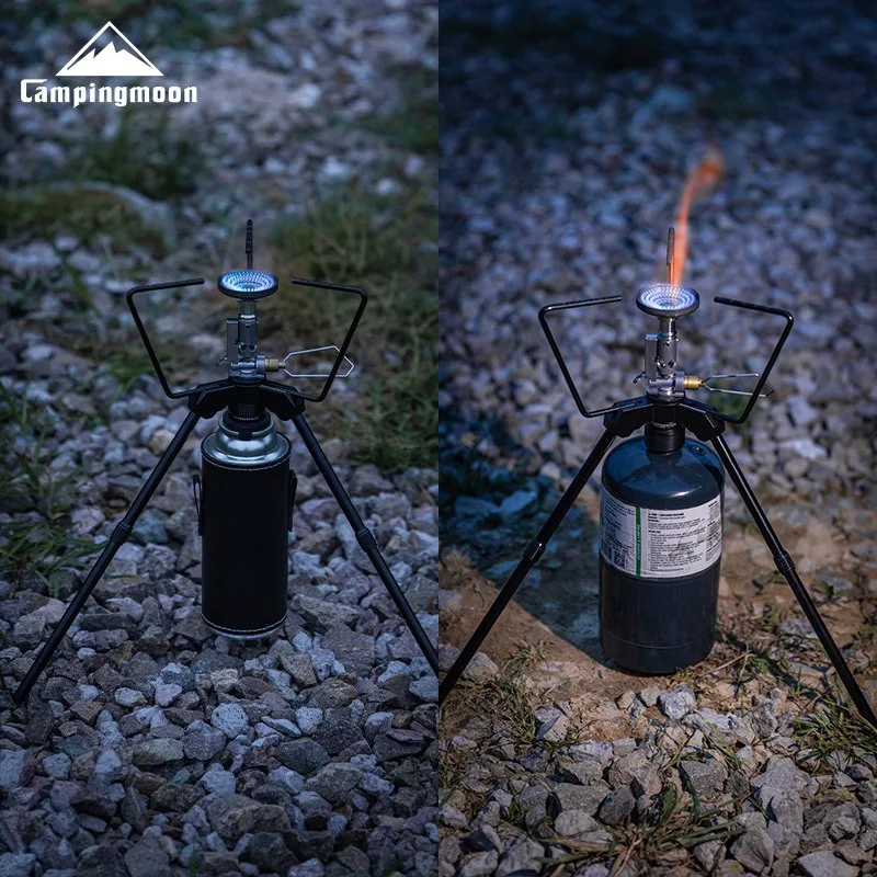 Campingmoon Black Aluminum Alloy Camping Gas OD CB PG Canister Adapter Stove Switch Support Frame Stand for Outdoor Cooking