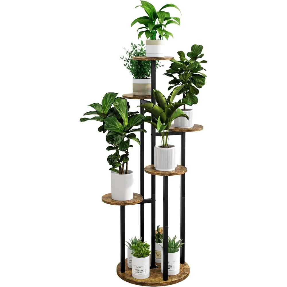 

Plant Stand Indoor 6 Tier 9 Potted Multiple Flower Pot Holder for Patio Garden Balcony Living Room Corner (6 Tier Black+Rustic