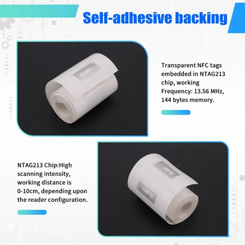 DIGIT-10 rolls NFC Tags Sticker With NTAG213 Chip Blank NFC Stickers Adhesive Labels RFID Tags Rewritable 144 Bytes Memory
