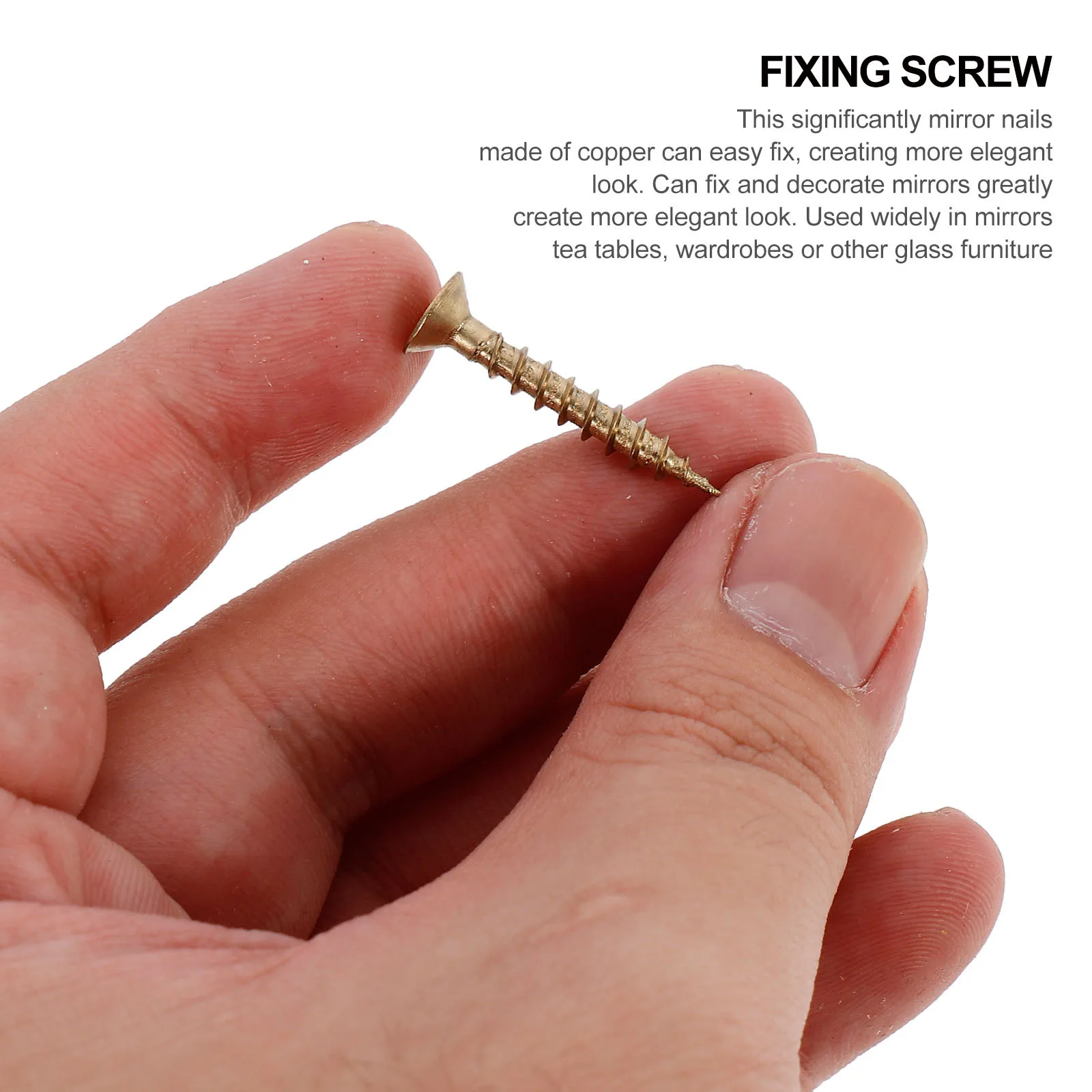 

8Pcs Copper Decorative Mirror Fixing Nails Polished Screw Covers Easy Install Fixing for Glass Mirrors Advertising