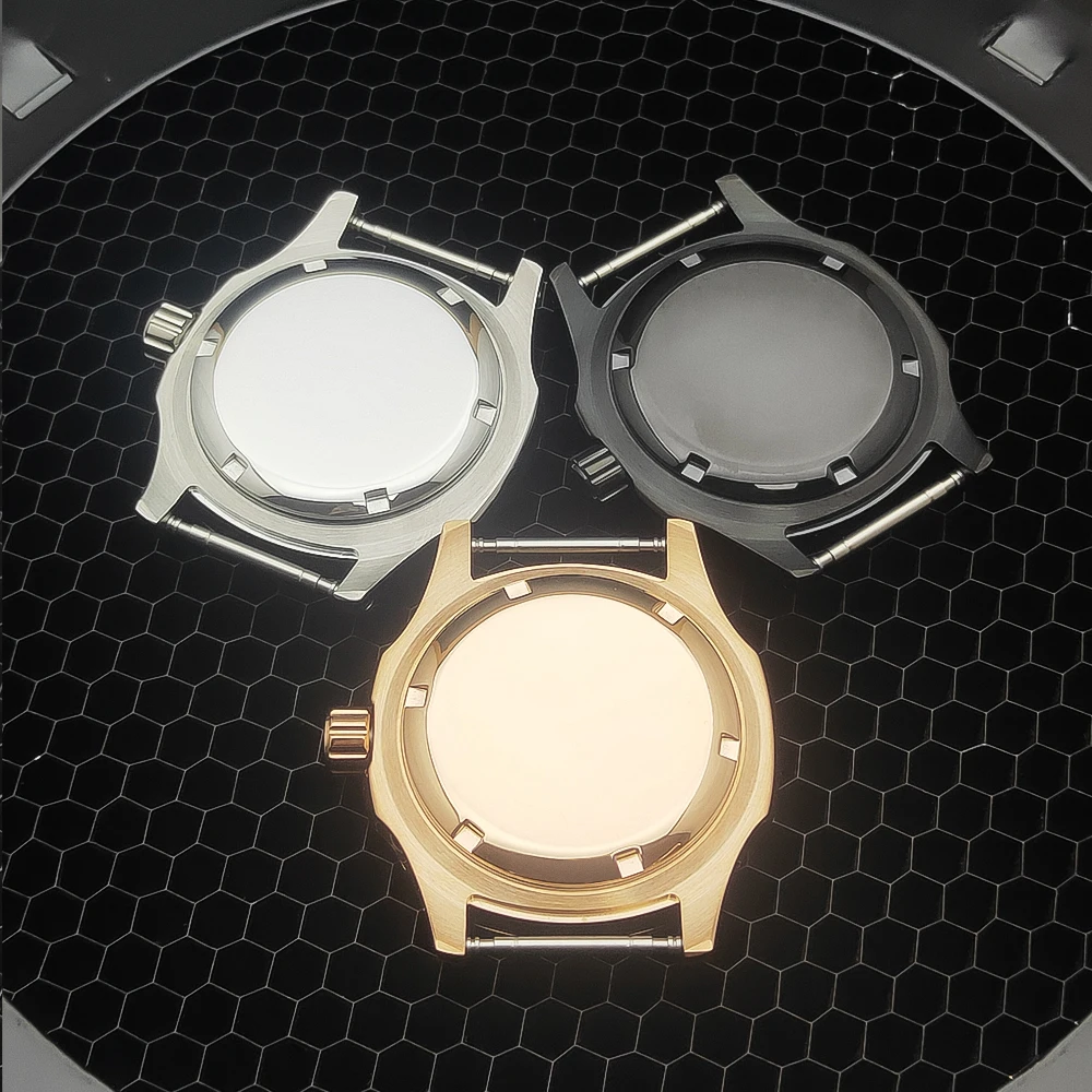 40mm square rose gold watch case sapphire glass Silver PVD Black Case fit NH35 NH36 ETA2824  movement