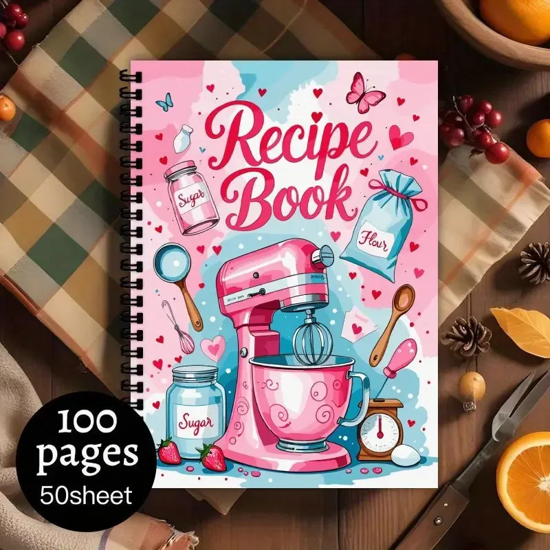 Cuaderno de recetas A5 de 1 pieza, puede grabar escalones claros y recetas de ingredientes comunes, ayudante a hacer fácilmente platos deliciosos.