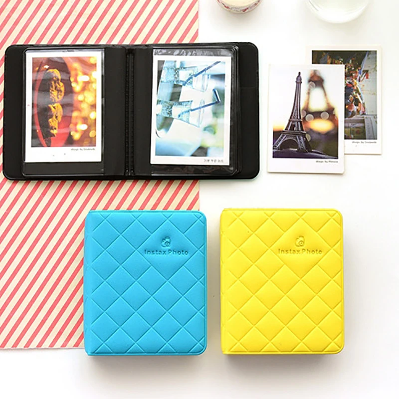 36 Pockets PVC Portable Photo Album Diamond Type Pure Color Album for 2.7x3.8 Inch Mini 3 Inch Instax Photos