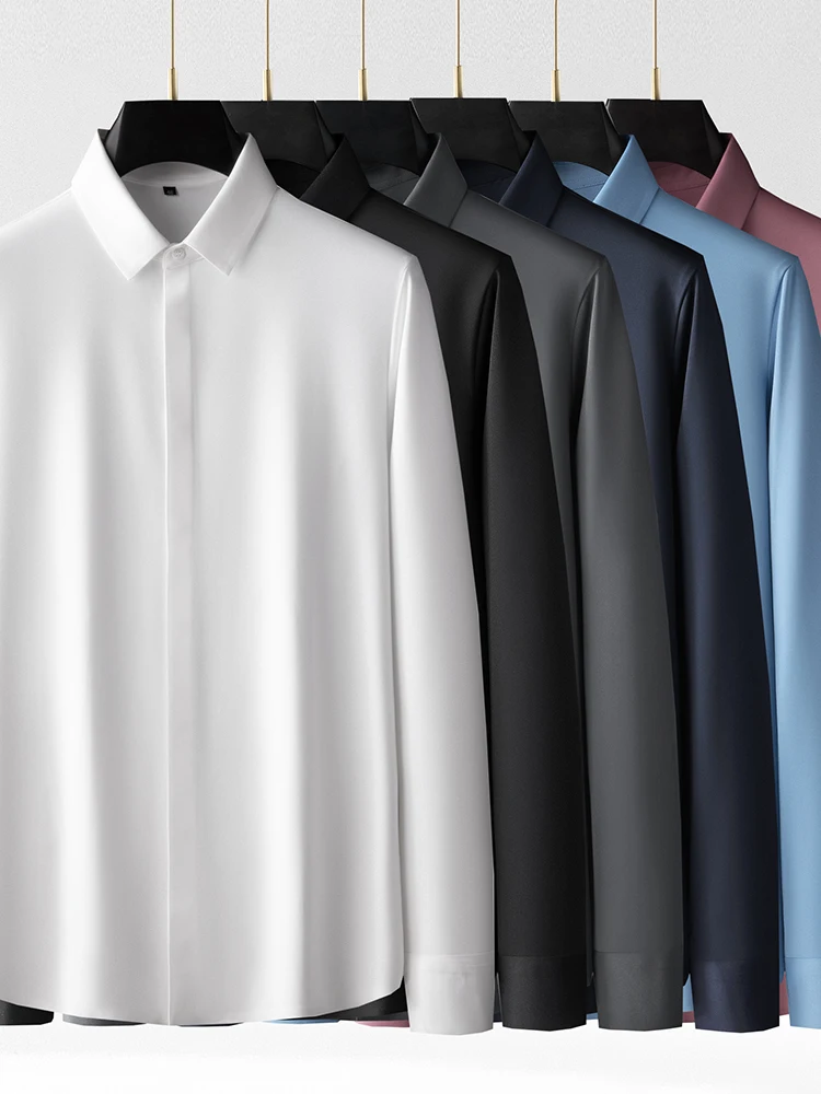 

Повседневная белая мужская длинная све, деловая эластичная резинка против морщин, осенняя модная городская одежда M Ga...