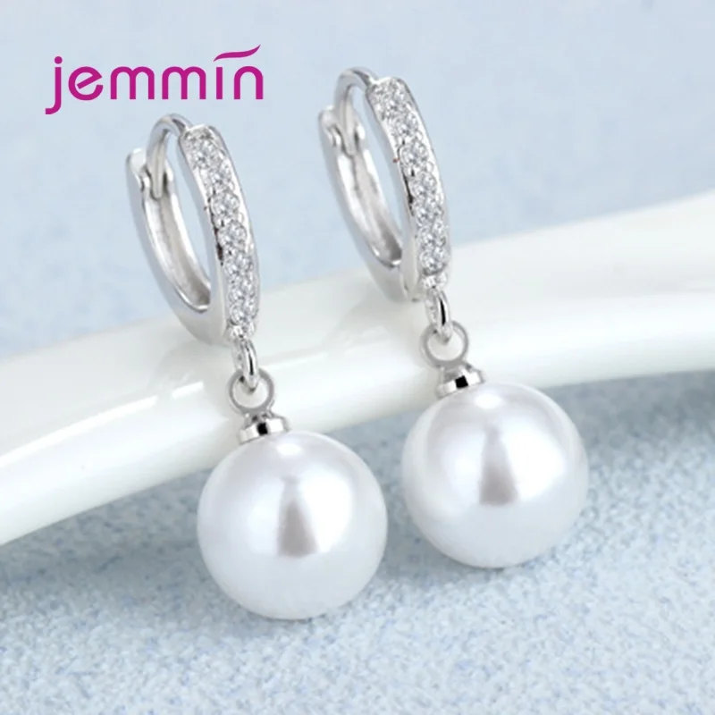 Genuine Freshwater Pearl 925 Sterling Silver Jewelry for Women Wedding Engagement Gift Zircon Paved Smooth Lever Back Earrings