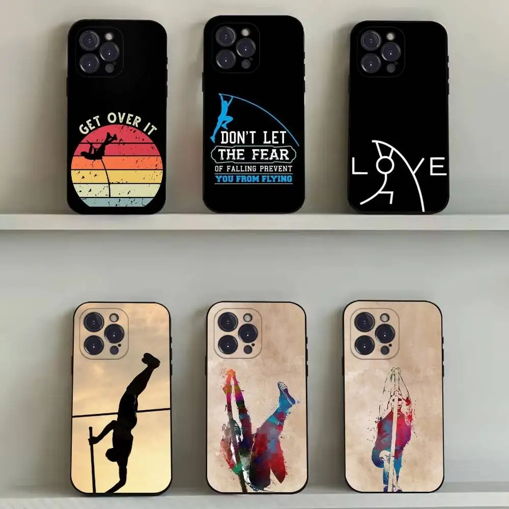 

Pole Vault Sport Phone Case For iPhone 16,15,14,13,12,11,Pro,Max,Plus,X,XS,SE4,E,Mini,Soft Black Case
