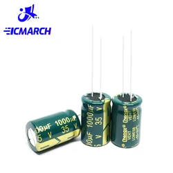 Capacitor eletrolítico de alumínio, 35V, 1000UF, 10x20mm, 35V1000UF, baixo ESR, 10pcs