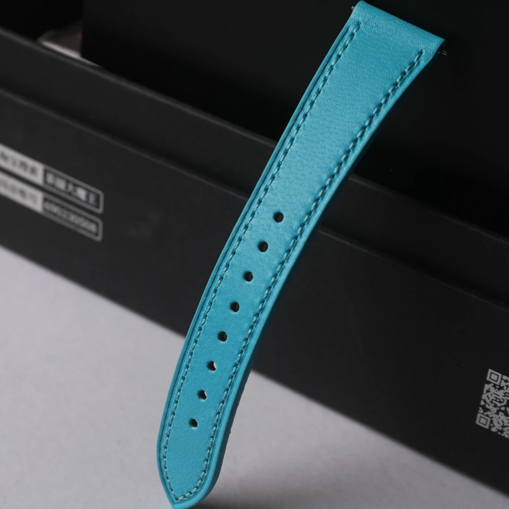 Handmade first-layer cowhide watchband, blue 18, 19, 21, 22MM, vintage quick release, soft men's watchband, vintage style