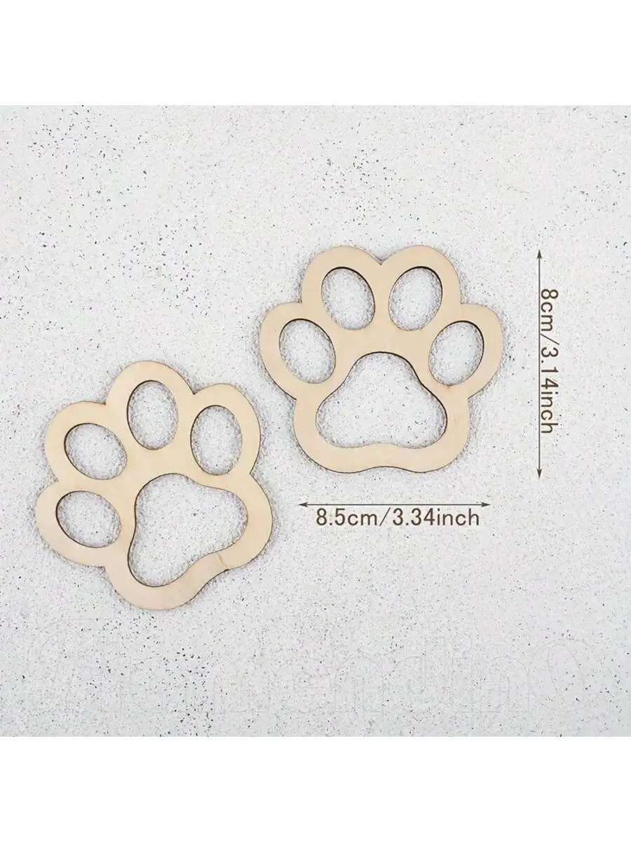 10/20/30pcs Wood Pet Paw Cutouts Blank Wooden Dog Cat Claws Cutout for DIY Crafts Painting, Room Decor