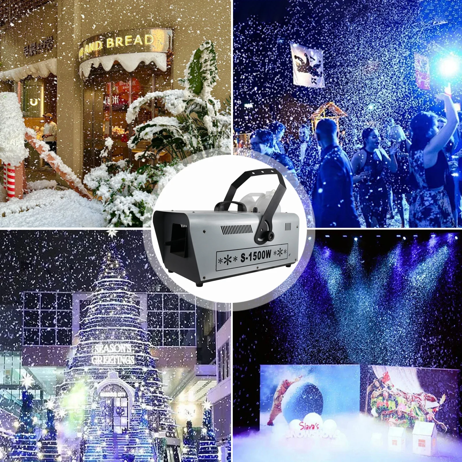 Small 1500W Snowflake Machine 800W Snow Machine DMX512 Remote Control Snowflake Jet For Stage Event Indoor Outdoor Wedding Party