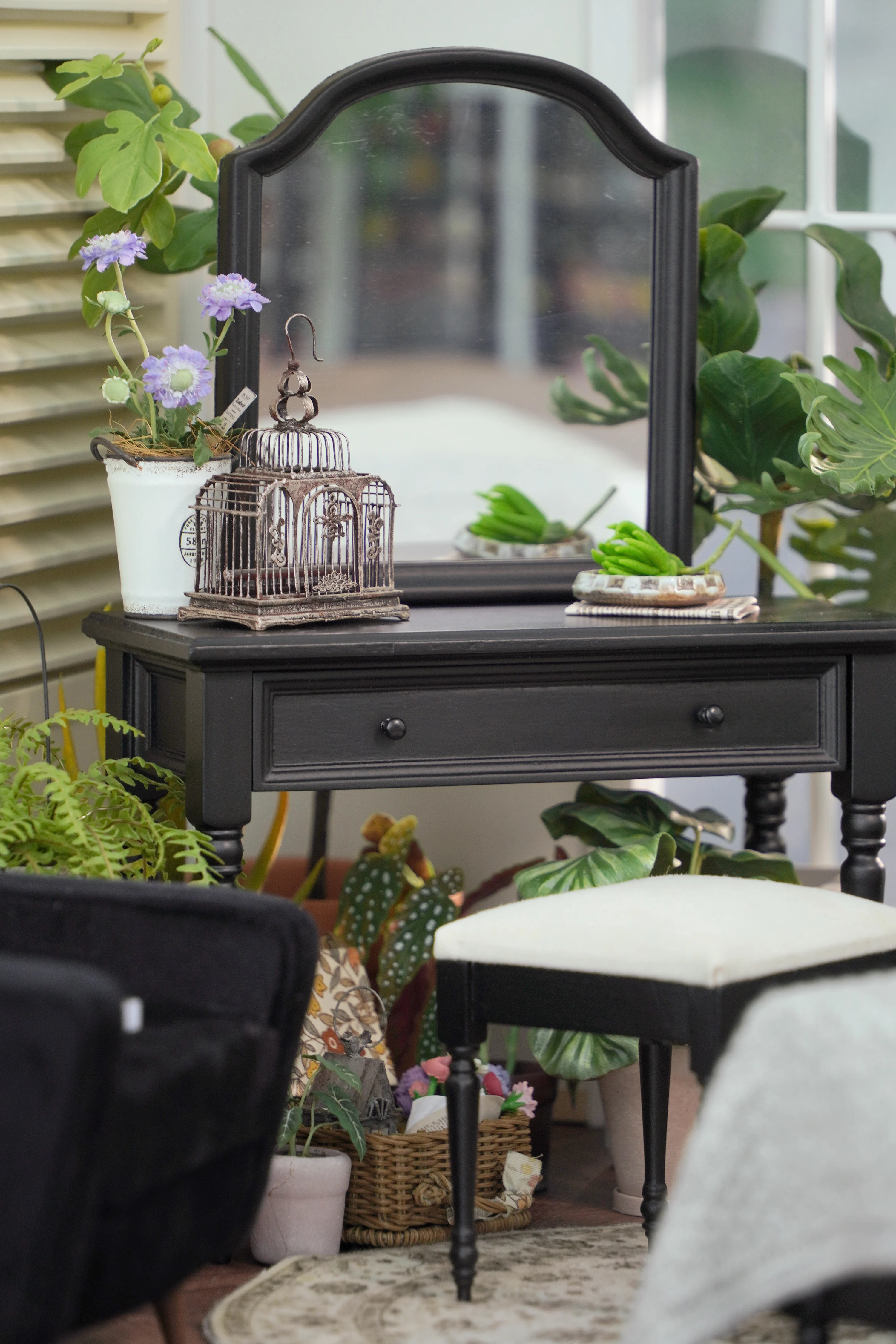 1/6 bjd ob11 móveis para casa de bonecas em miniatura Mini modelo penteadeira de madeira maciça