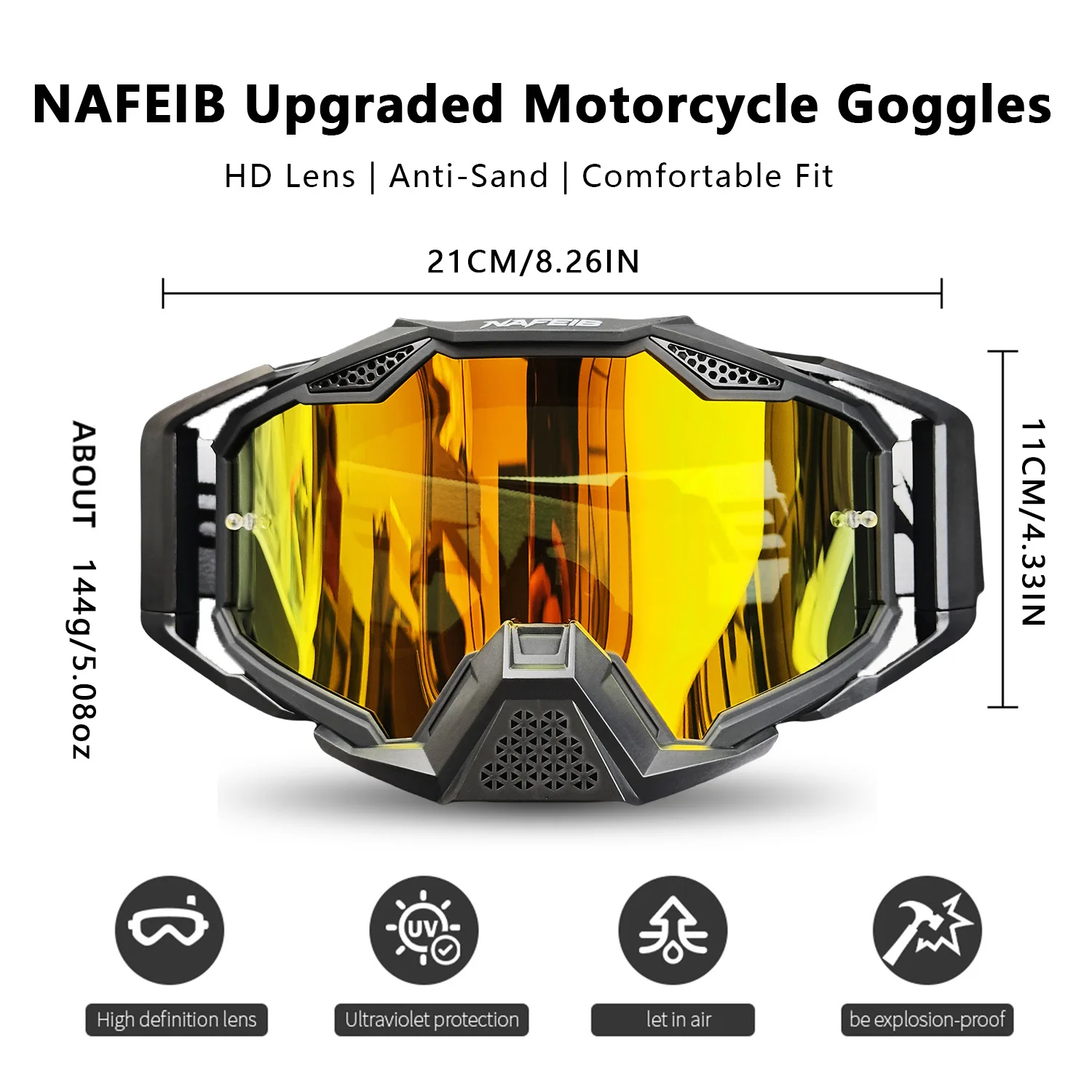 

2025 New Motorcycle Goggles Windproof & Sandproof UV400 Protection, Off-Road Riding Eyewear Polarized Sports Sunglasses