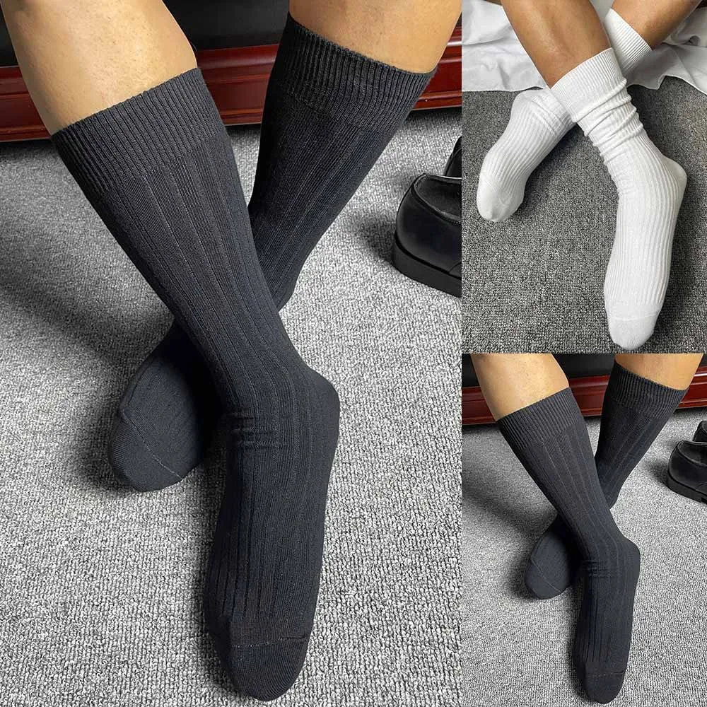 Praktischer Verkauf, hochwertige Herrensocken, Strümpfe, solide Sportarten, 1 Paar, Schwarz/Weiß, atmungsaktiv, lässig, bequem
