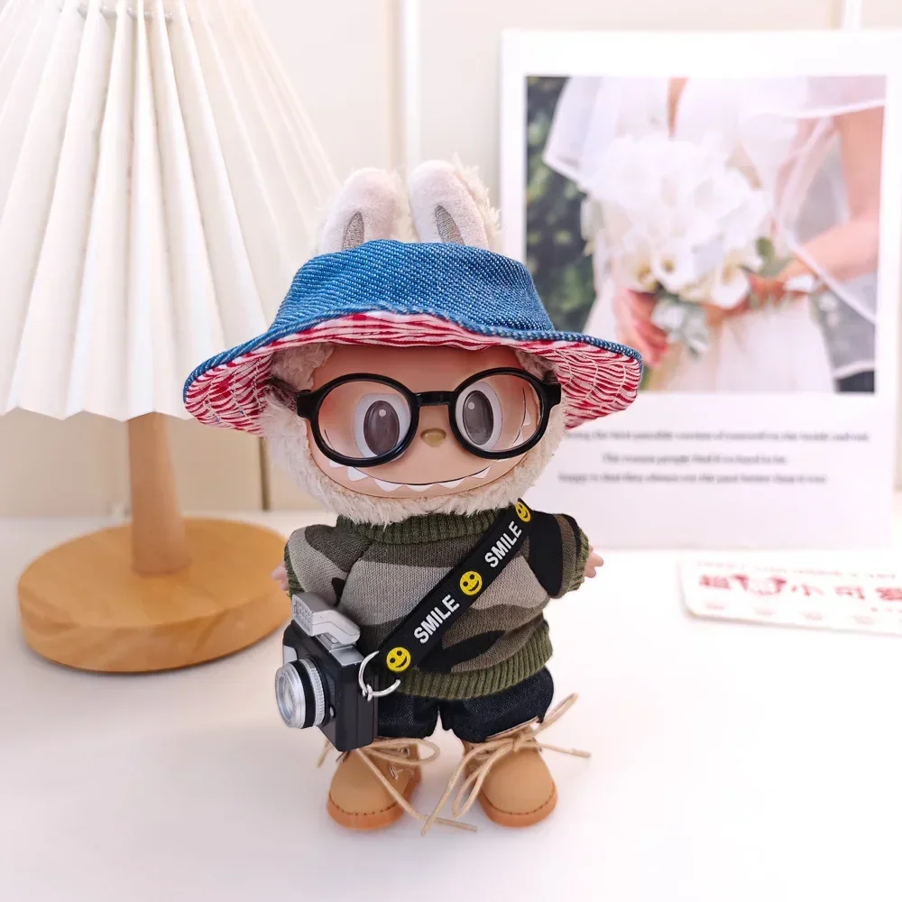 17 cm Mini-Plüschpuppenkleidung, geschnitten, Cartoon-Anime-Figur, Labubu-Outfit, Zubehör für Spielzeugpuppen, Kleidung, Urlaubsgeschenke