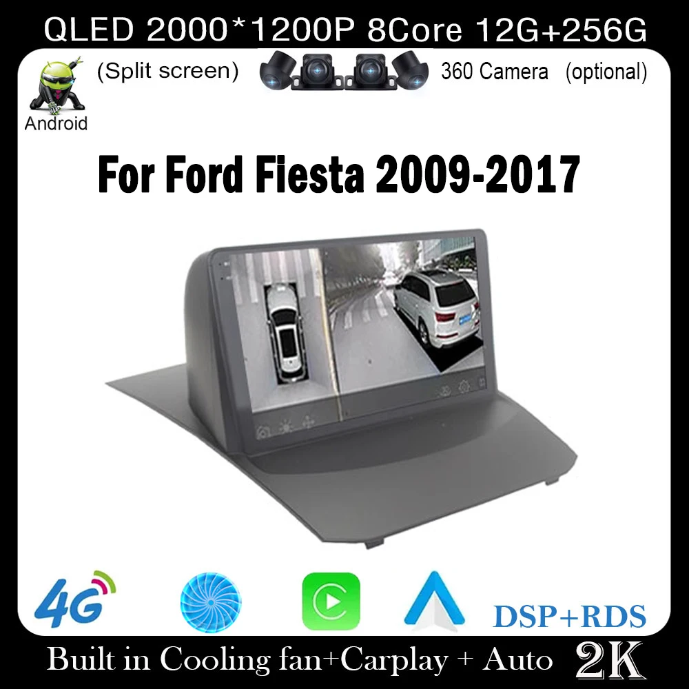 

9 дюймов для Ford Fiesta 2009-2017 Android 14 DSP IPS Автомобильный мультимедийный плеер Видео 4G Wi-Fi GPS-навигация Carplay Сенсорный экран
