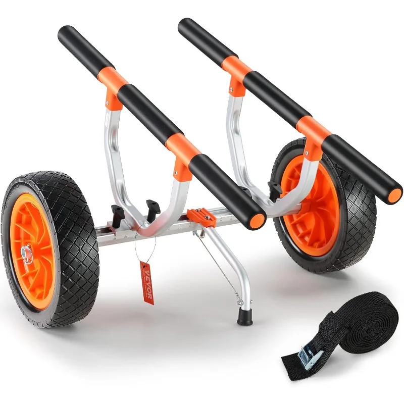 

VEVOR Heavy Duty Kayak Cart, 450lbs Load Capacity, Detachable Canoe Trolley Cart with 12'' Solid Tires, Adjustable Width