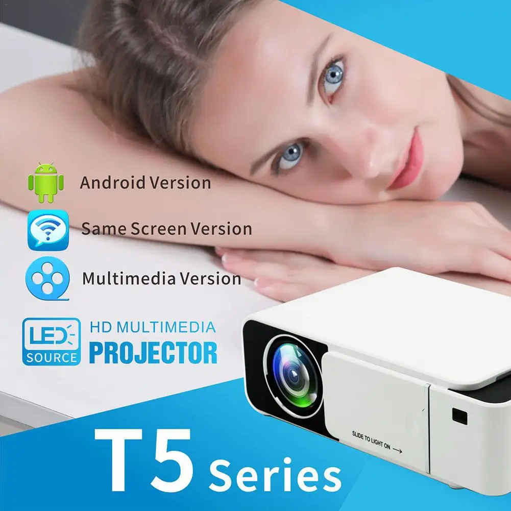 T5 Mini Projector Audio Portable Projector Home Media Full High Definition Support WiFi USB/AV/HDMI-compatible/Screencast S01