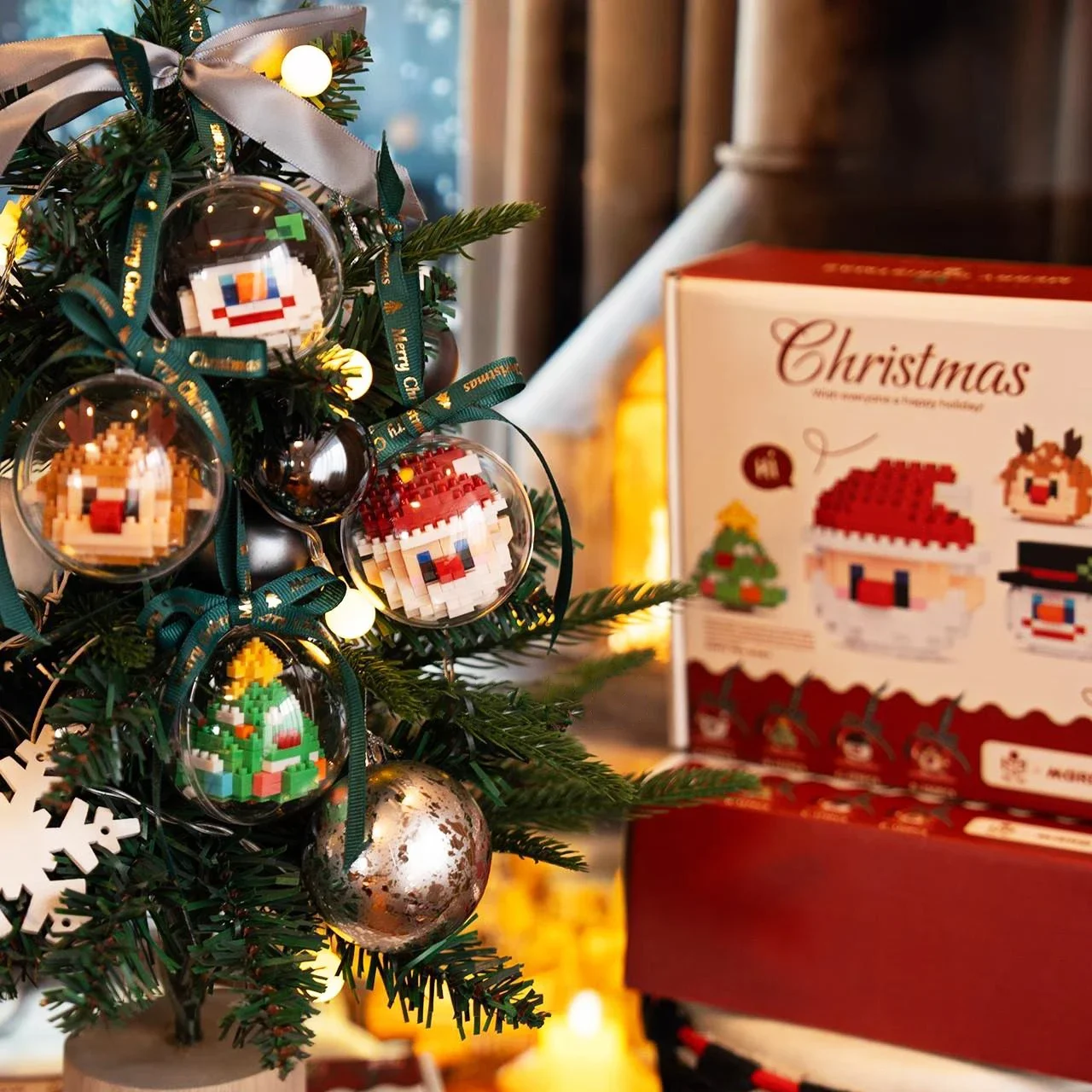 

Christmas Micro Building Blocks Set, Decorative Ball Pendants, Mini Construction Bricks Toys for Kids Adults, Ideal Gifts for Bo