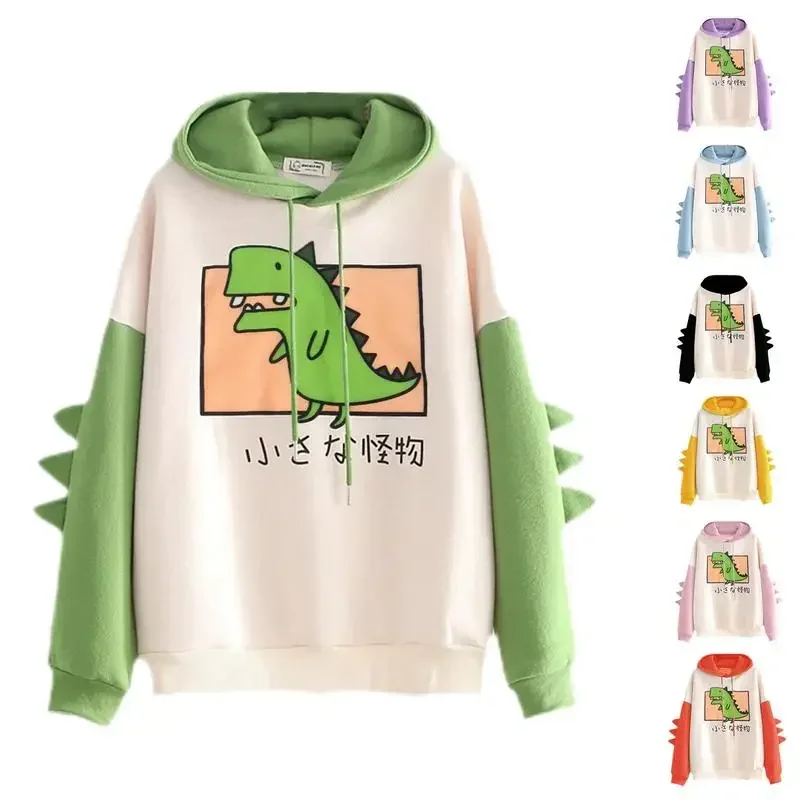 New Dinosaur Cartoon Hoodie Men Fashion Sweatshirt Spring Autumn Casual Fashion Print Korean Style Sweatshirt Dino Hoodie Tops