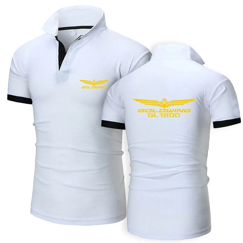 Goldwing GL1800 Japan Motocycles 2024 Men New Summer Hot Breathable Solid Color Polo Shirts Print Short Sleeve Comfortable Top