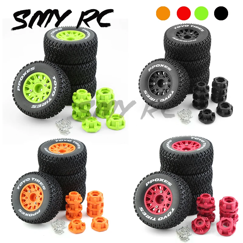 

4Pcs 112mm 1/8 1/10 Short Course Truck Tire with 12mm 14mm 17mm Wheel Hex for Slash ARRMA SENTON Vkar SCTX10 HPI RC Car