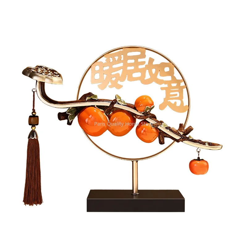 #￥New Chinese Persimmon Yi Persimmon Decoration Living Room Wine Cabinet Moving Gift