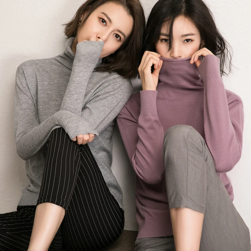 2024 Women Sweater Turtleneck Slim Warm Pullovers Basic High Strecth Bottoming Shirt Autumn Winter Fashion Korean Knitted Tops